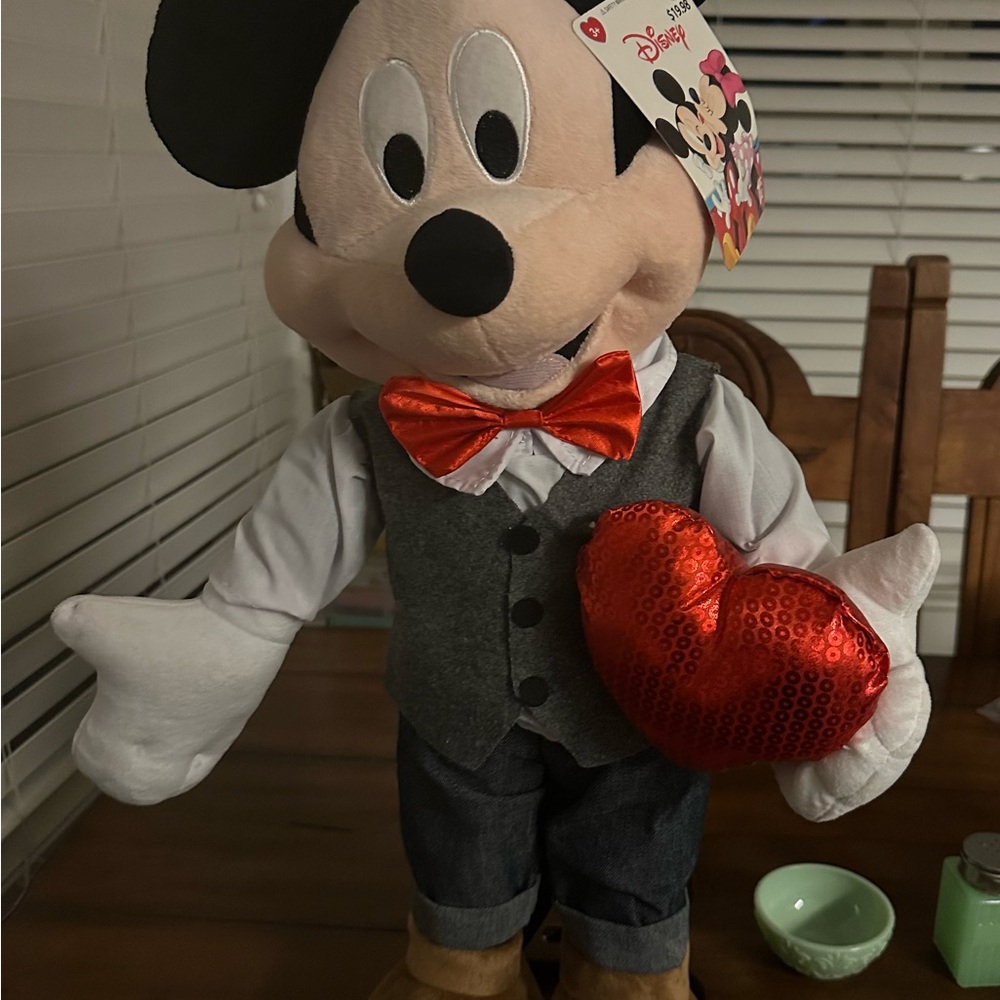 Disney 22 in Tall Valentine's Mickey Mouse with Heart Greeter NWT